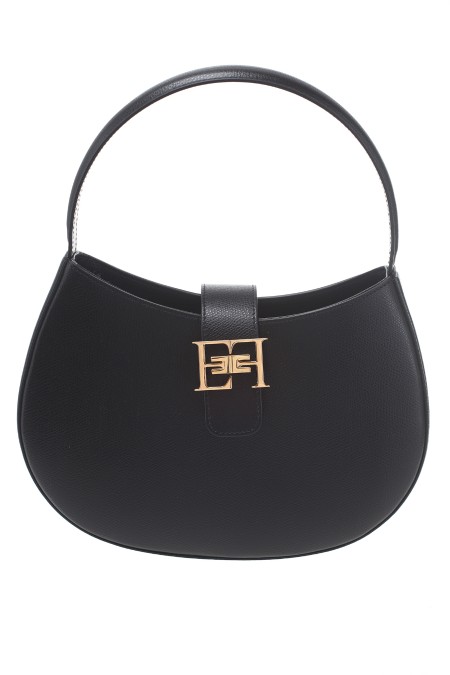 Shop ELISABETTA FRANCHI  Bag: Elisabetta Franchi large hobo bag with metal logo
Featuring an adjustable shoulder strap and a jumper closure with a gold-tone metal logo.
Made in Italy.
Fabric lining.
Adjustable shoulder strap.
Dimensions: 26 x 19 x 6.5 cm.
Composition: 100% leather.. BS40F41E2-110